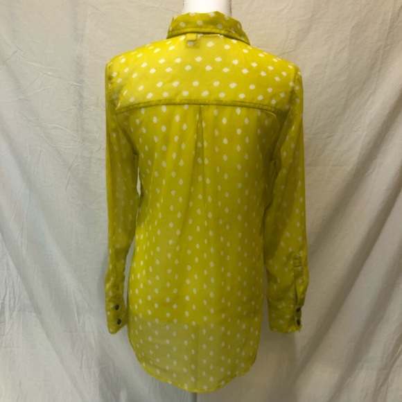 Mudd Yellow sheer polka dot blouse - Picture 9 of 10